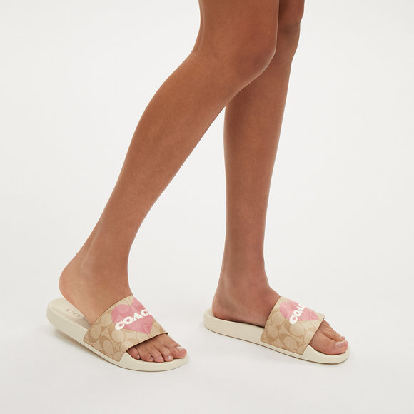 NWT Coach Outlet Uli Sport Slide In Signature Canvas With Heart - Picture 4 of 5